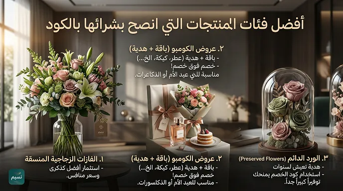  المنتجات التي يمكن شرائها بكود خصم نسيم