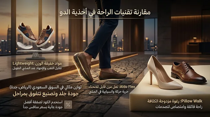مقارنة تقنيات الراحة في أحذية الدو