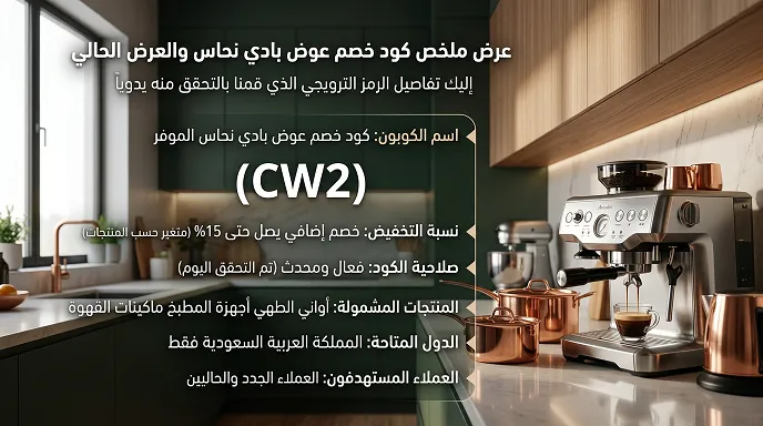 عرض ملخص كود خصم عوض بادي نحاس