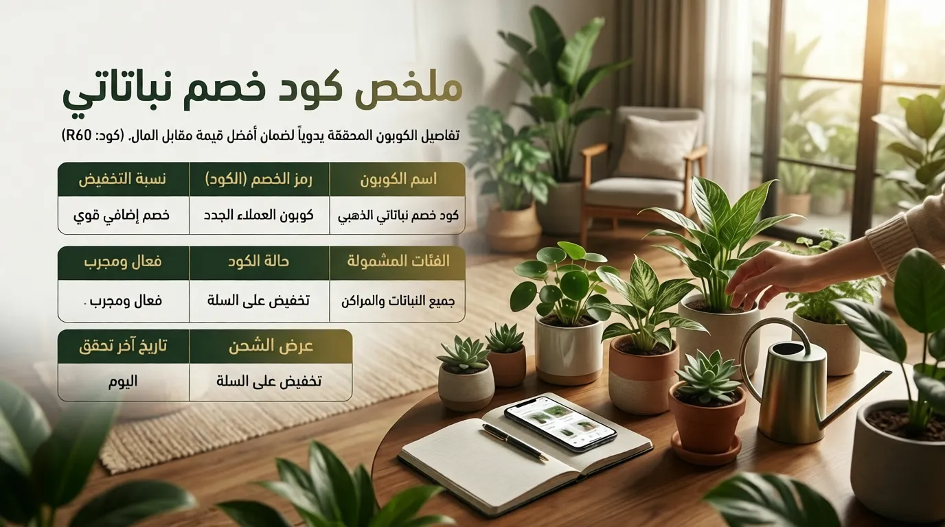 ملخص كود خصم نباتاتي