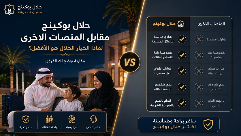 مقارنة الحجز عبر حلال بوكينج مقابل المنصات الأخرى