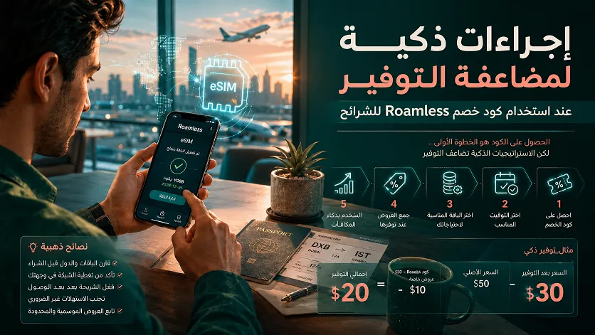 اجراءات لمضاعفة التوفير عند استخدام كود خصم Roamless للشرائح