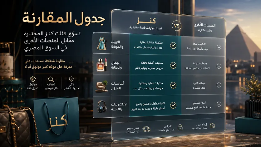 تسوق فئات كنز المختارة مقابل المنصات الأخرى